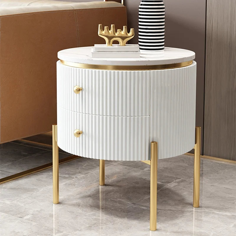 Round Faux Marble Side Table