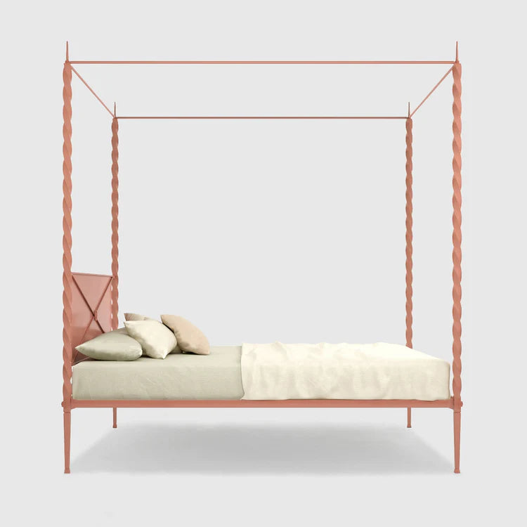 Rito Pink Iron Canopy Double Bed