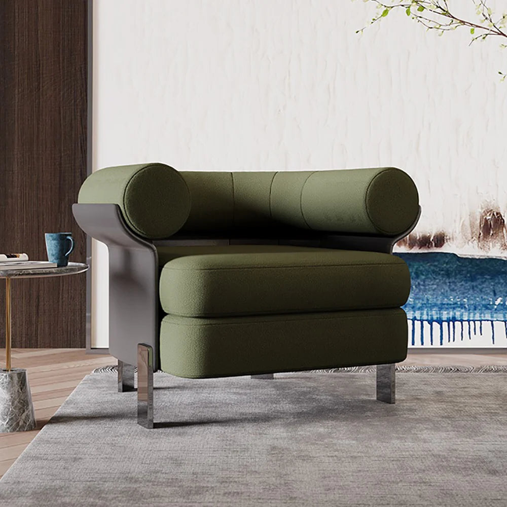 Modern Green Boucle Accent Chair