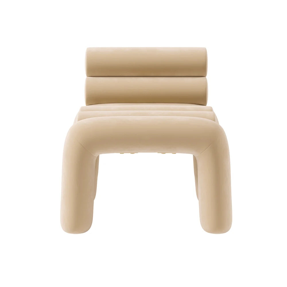 Beige Velvet Accent Chair