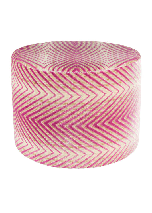 Ziggy Cylindrical Zigzag Pattern Pouf