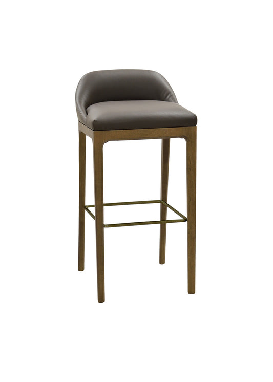 Bellagio Low Back Ash Wood Leather Bar Stool