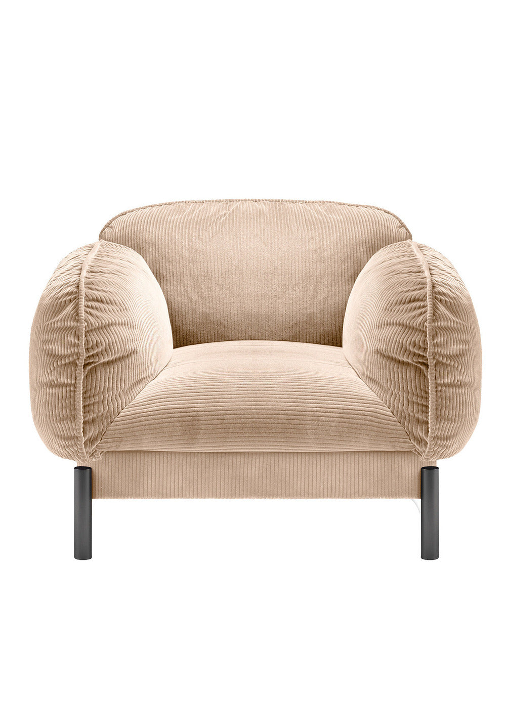 Tarantino Beige Velvet Armchair by Lorenza Bozzoli