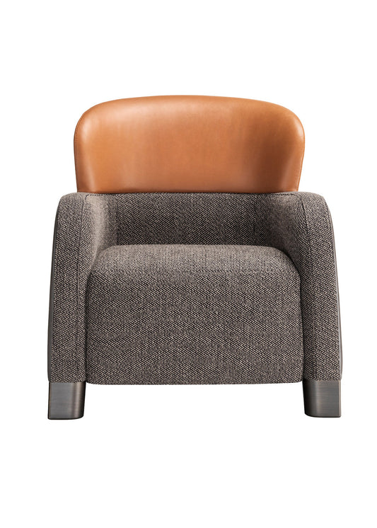 Bucket Brown/Gray Armchair with Low Headrest