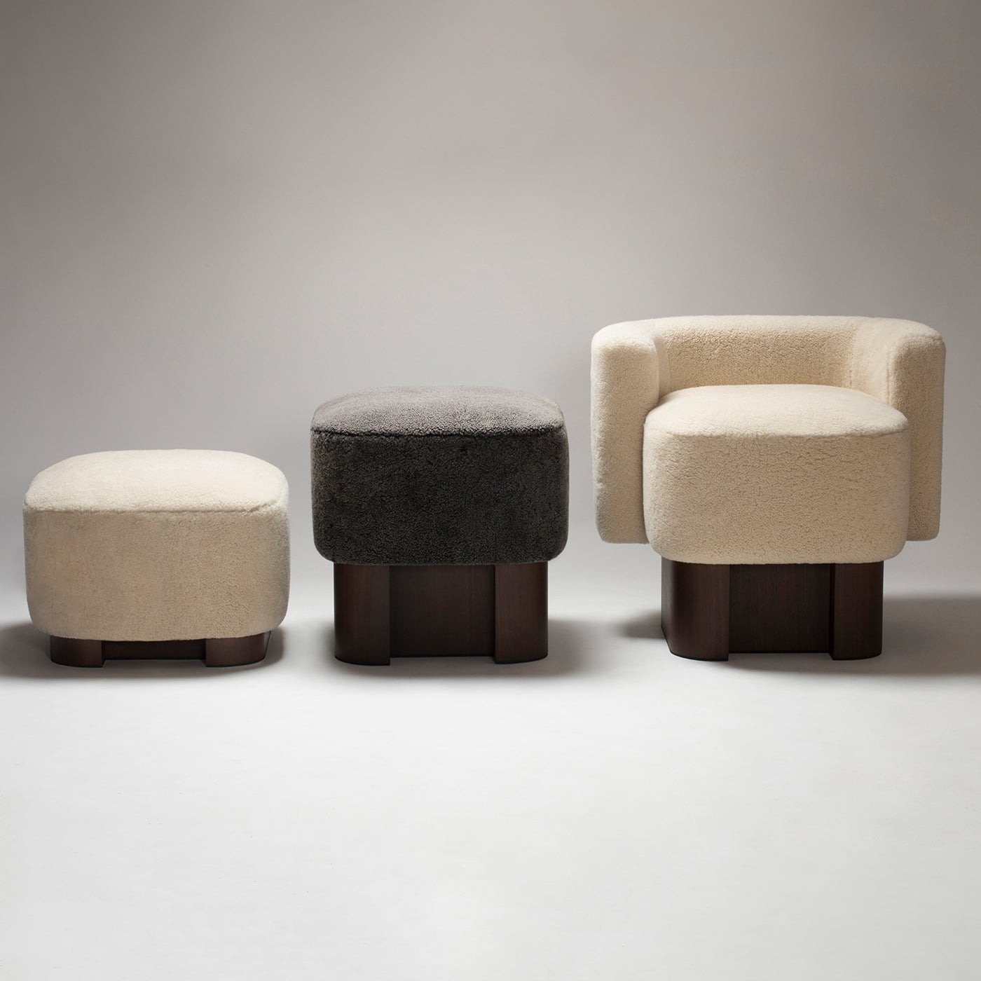 Lloyd Cream Wood Low Pouf