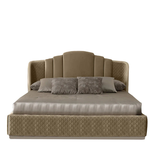 Beige Textile Bed
