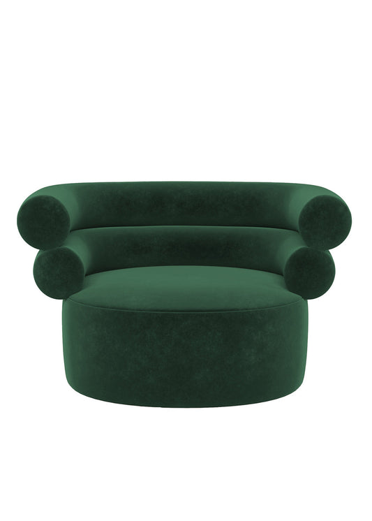 Tube Emerald-Green Velvet Armchair