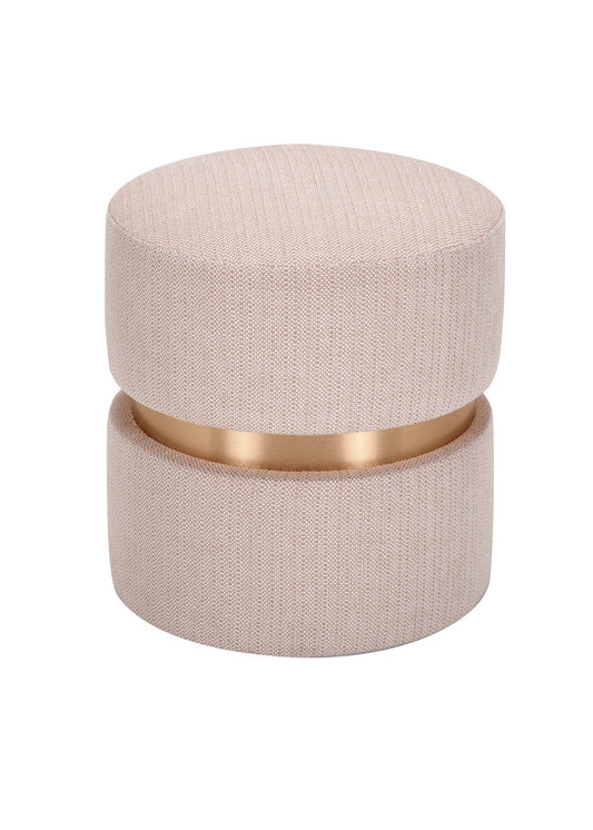 Pink Cylinder Wood Pouf