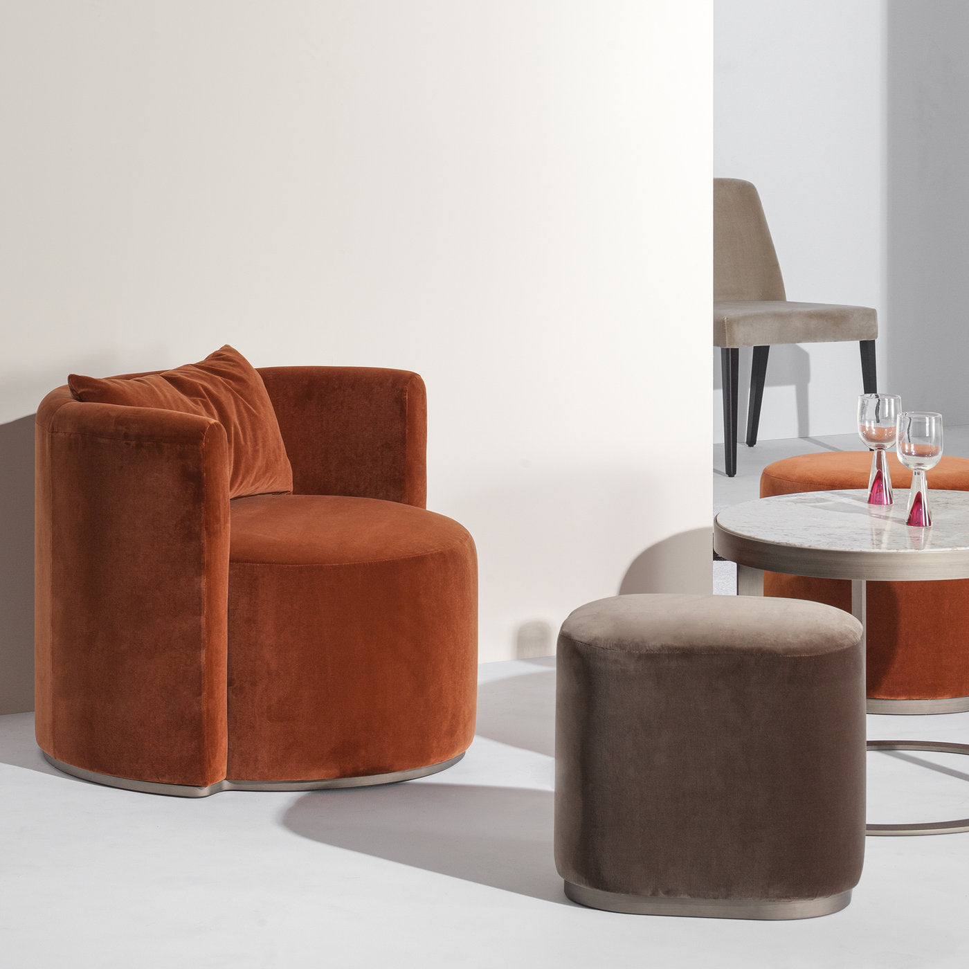 Ciro Brown Pouf by Ciarmoli Queda Studio