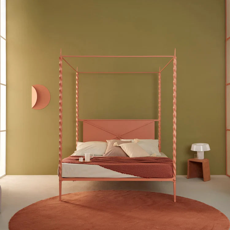 Rito Pink Iron Canopy Double Bed